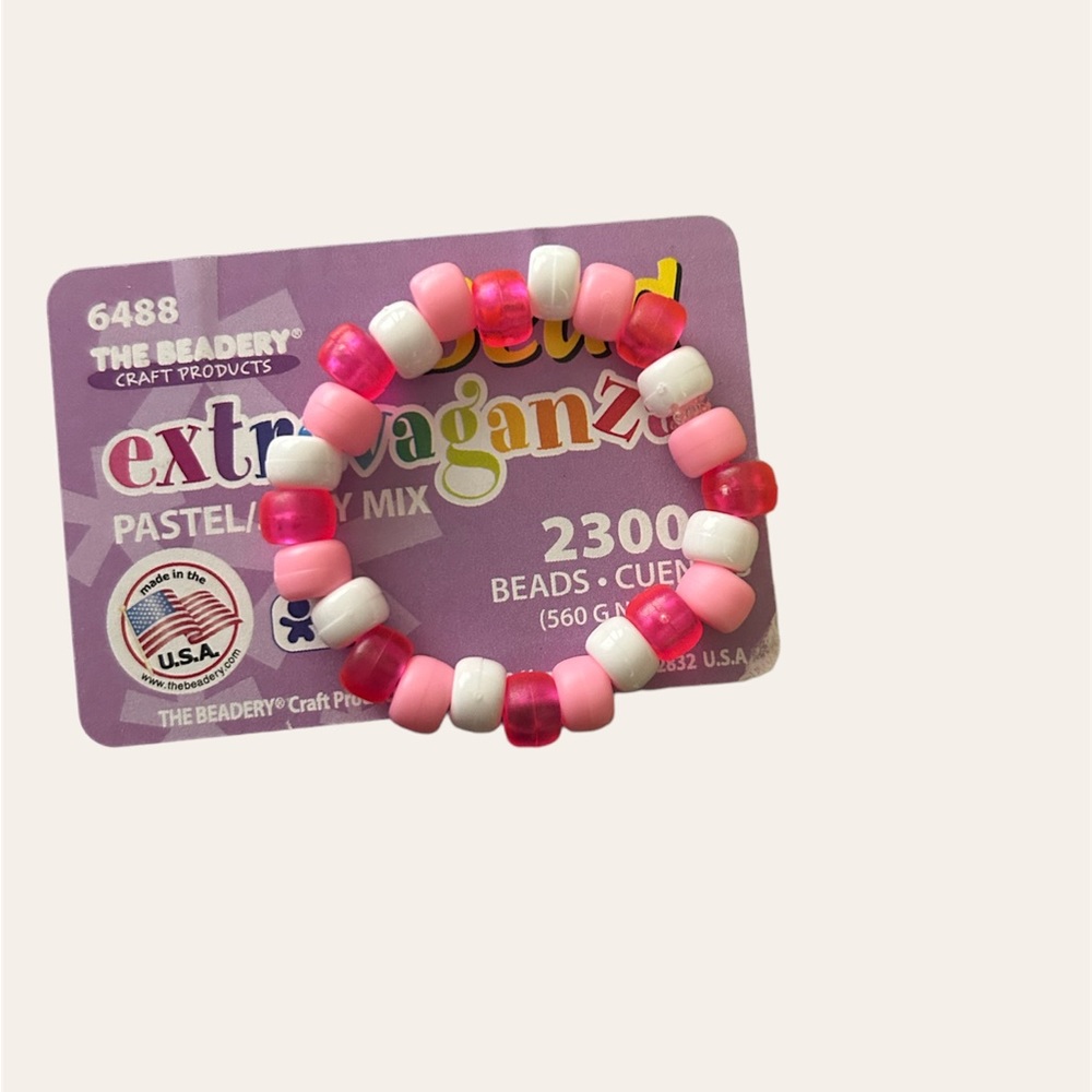 Pink + White Beaded Bracelet